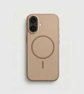 iPhone 16 Series Premium Matte Silicone Slim Case With Built-In Magnetic Ring Smooth Matte Finish Lightweight Protective Cover Desert Sand