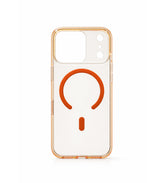 iPhone 17 Series Crystal Clear Orange Transparent Case With Built-In Magnetic Ring & Capacitive Camera Control Button Hard PC Back Slim Protective Cover Clear Orange