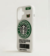 iPhone 17 Series Coffee Lover 3D Silicone Soft Case For iPhone Cute Café Logo Barcode Cup Embossed Protective Cover White
