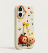 iPhone 17 Series Twinkle "Apple Friends" 3D Relief Case – Kawaii Character Aesthetic Soft Silicone Cover