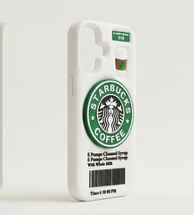 iPhone 17 Series Coffee Lover 3D Silicone Soft Case For iPhone Cute Café Logo Barcode Cup Embossed Protective Cover White