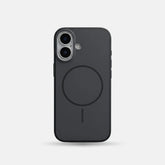 iPhone 16 Series Premium Matte Silicone Slim Case With Built-In Magnetic Ring Smooth Matte Finish Lightweight Protective Cover Charcoal Black