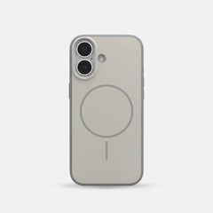 iPhone 16 Series Premium Matte Silicone Slim Case With Built-In Magnetic Ring Smooth Matte Finish Lightweight Protective Cover Stone Grey