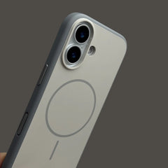 iPhone 16 Series Premium Matte Silicone Slim Case With Built-In Magnetic Ring Smooth Matte Finish Lightweight Protective Cover Stone Grey