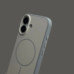 iPhone 16 Series Premium Matte Silicone Slim Case With Built-In Magnetic Ring Smooth Matte Finish Lightweight Protective Cover Stone Grey