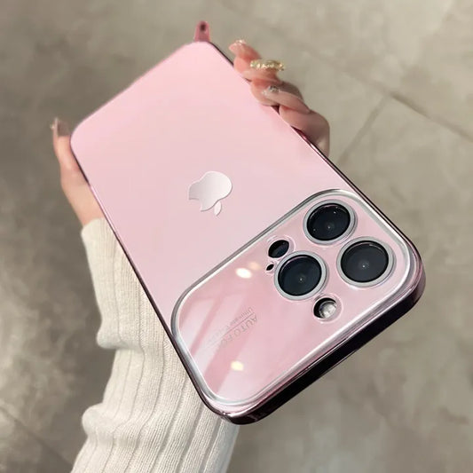 LUXURY SHELL SOFT EDGE FULL COVERAGE CASE WITH LENS AND DROP PROTECTION-PINK