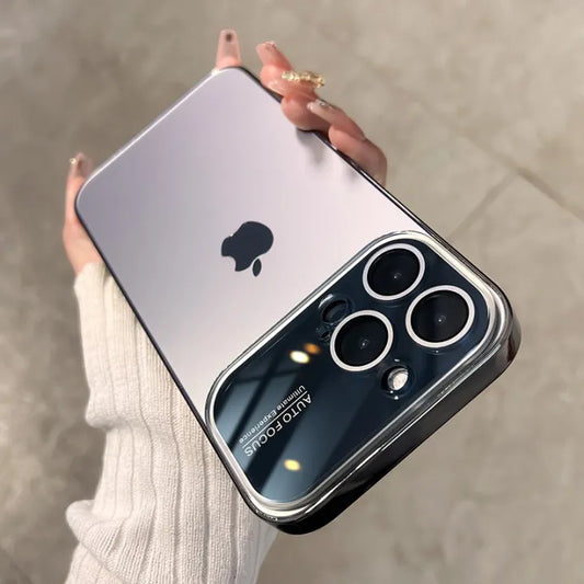 LUXURY SHELL SOFT EDGE FULL COVERAGE CASE WITH LENS AND DROP PROTECTION-SILVER