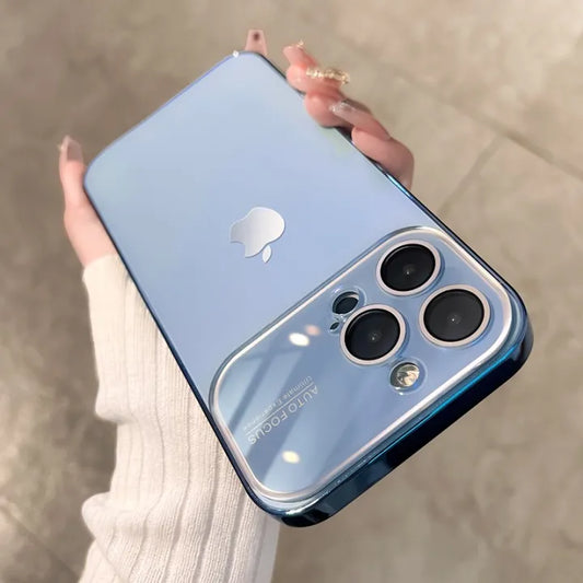 LUXURY SHELL SOFT EDGE FULL COVERAGE CASE WITH LENS AND DROP PROTECTION-SIERRA BLUE