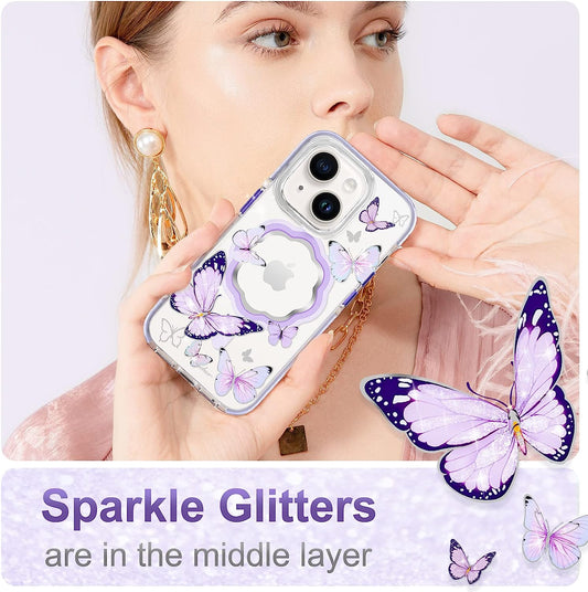 MAGNETIC CASE FOR IPHONE MAGSAFE DECORATED WITH BUTTERFLY PRINT