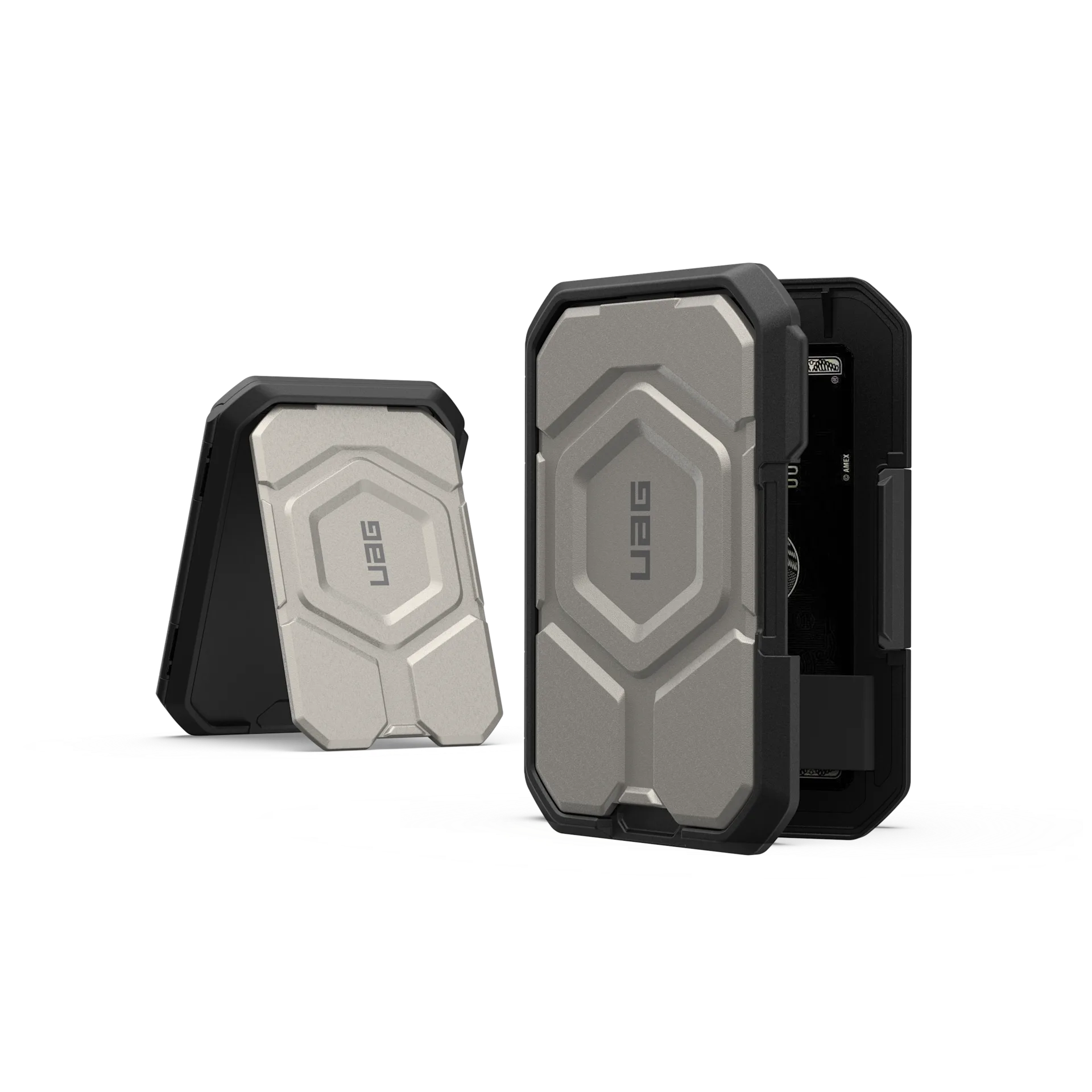 UAG Magnetic Wallet with Stand – Rugged Armor Design | Card Holder | Kickstand Function | Secure MagSafe Compatibility Gey Titanium
