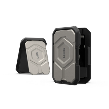 UAG Magnetic Wallet with Stand – Rugged Armor Design | Card Holder | Kickstand Function | Secure MagSafe Compatibility Gey Titanium