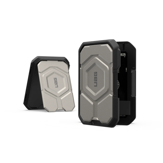 UAG Magnetic Wallet with Stand – Rugged Armor Design | Card Holder | Kickstand Function | Secure MagSafe Compatibility Gey Titanium