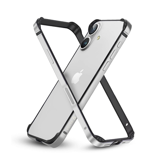 iPhone 17, 17 Pro & 17 Pro Max Frame Bumper Cover Inner Soft (No Back) | Anodized Aluminum Bumper | Edge Armor Protective Minimal Case Silver