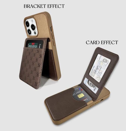 Santa Barbara Hulda Series Premium Case with Mini Pocket For iPhone -Color Brown