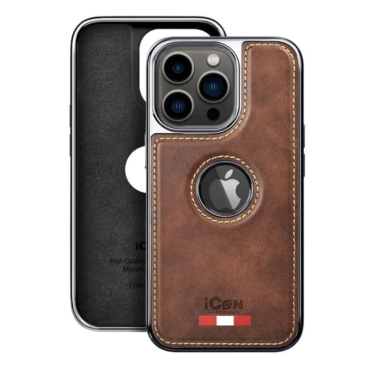 Premium Quality Leather Case With Open Logo For iPhone