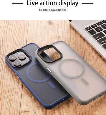 Magnetic Matte Case with Metal Buttons keys For iPhone 13 14 15 14 pro 14 pro max 15 pro 15 pro max Military Armor Cover