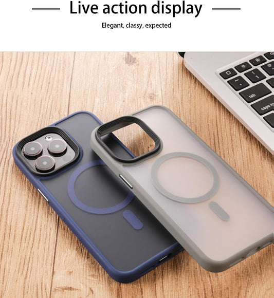 Magnetic Matte Case with Metal Buttons keys For iPhone 13 14 15 14 pro 14 pro max 15 pro 15 pro max Military Armor Cover