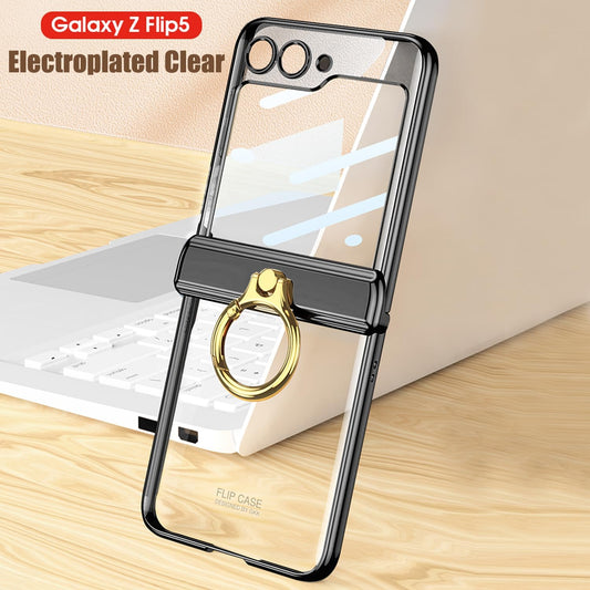 Phantom Transparent Magnetic Hinge Ring Case By GKK For Flip 5 - Black