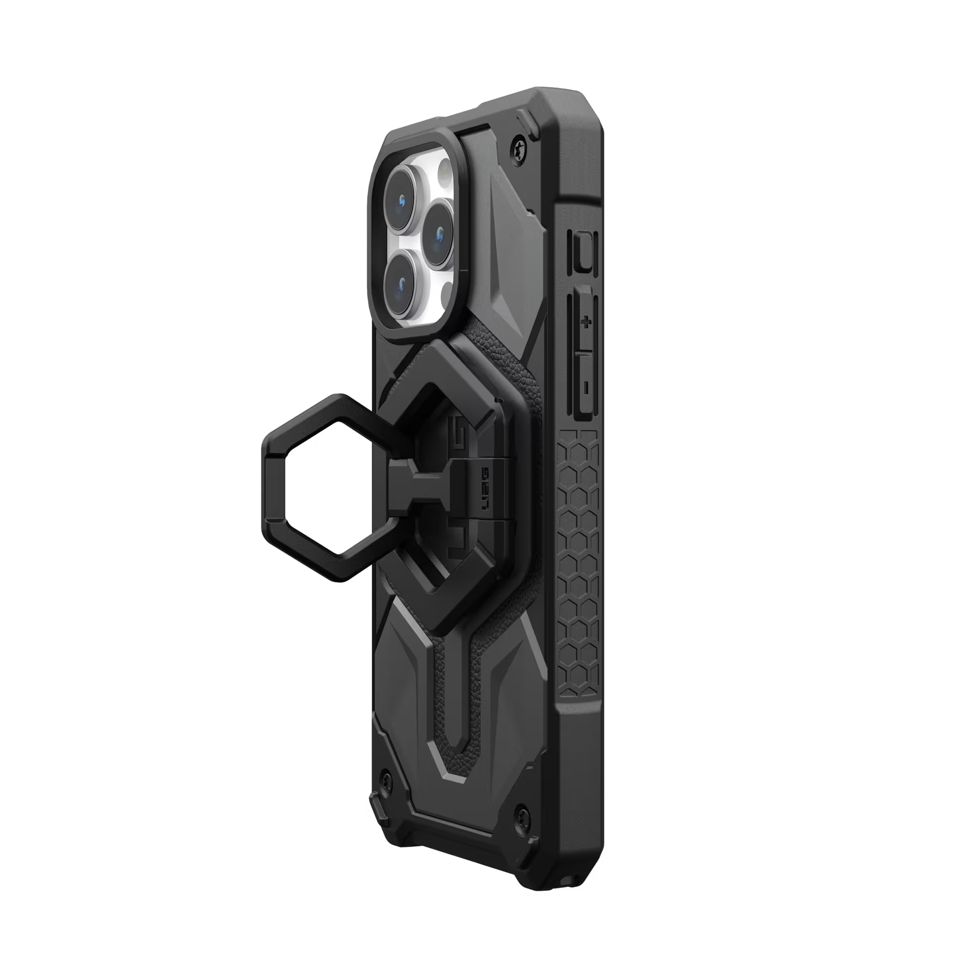 UAG Magnetic Phone Ring Stand for MagSafe Cases, 360° Rotating Kickstand & Finger Grip, Premium Metal Black
