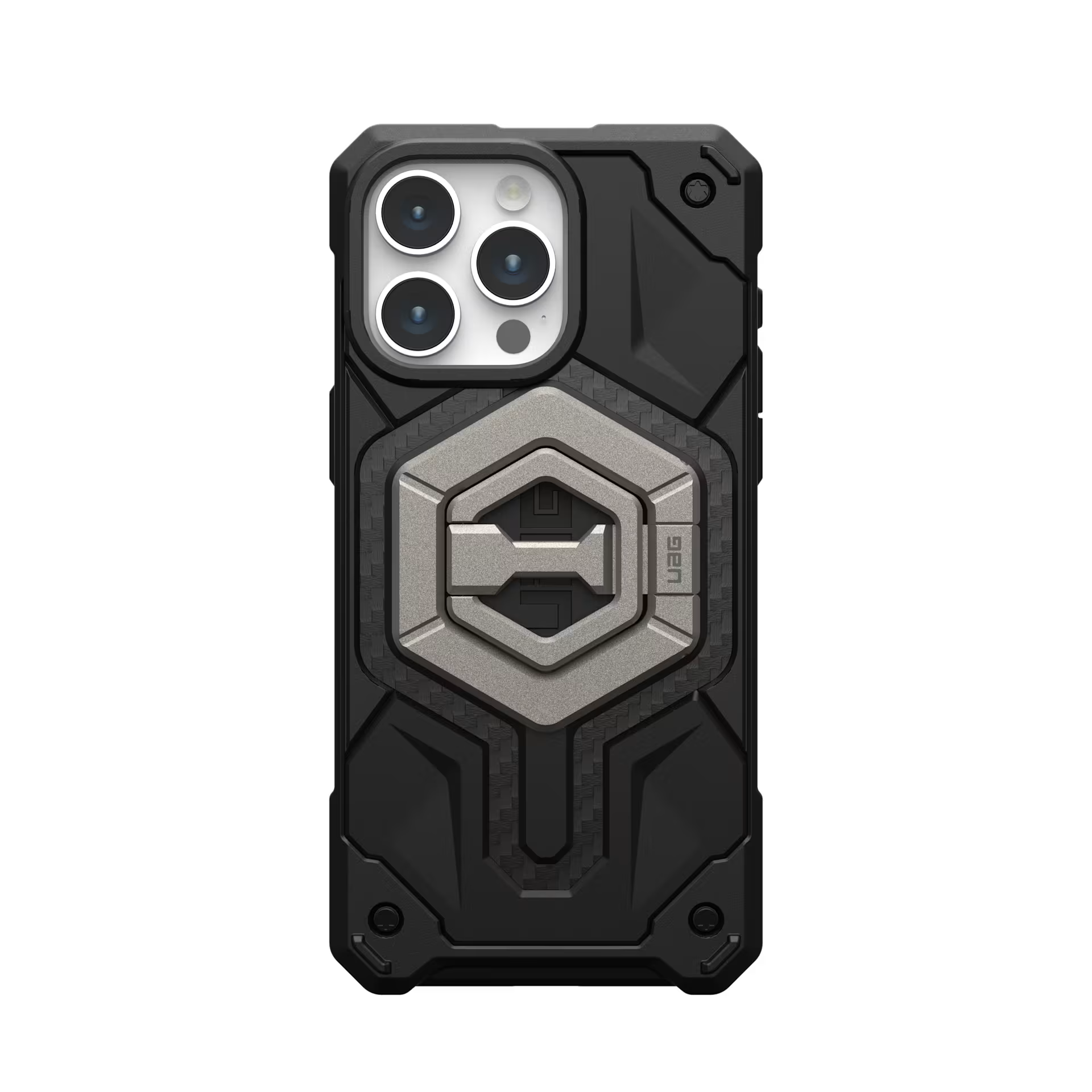 UAG Magnetic Phone Ring Stand for MagSafe Cases, 360° Rotating Kickstand & Finger Grip, Premium Metal Grey Titanium