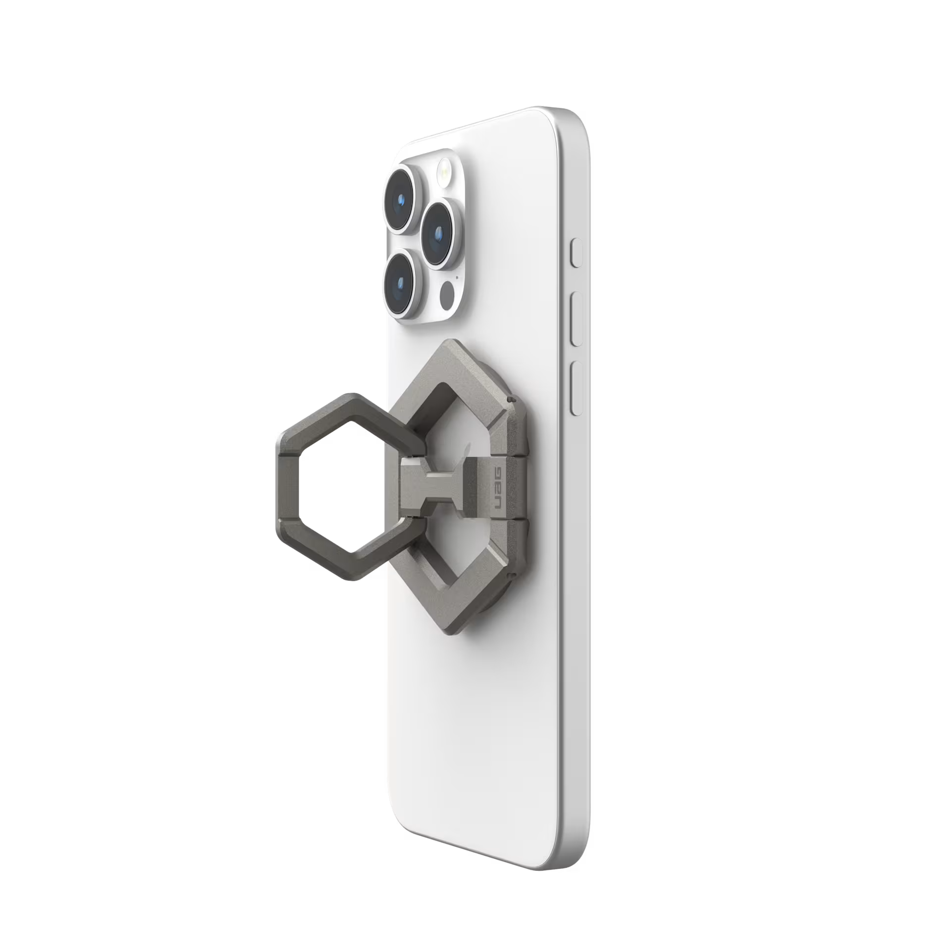 UAG Magnetic Phone Ring Stand for MagSafe Cases, 360° Rotating Kickstand & Finger Grip, Premium Metal Grey Titanium