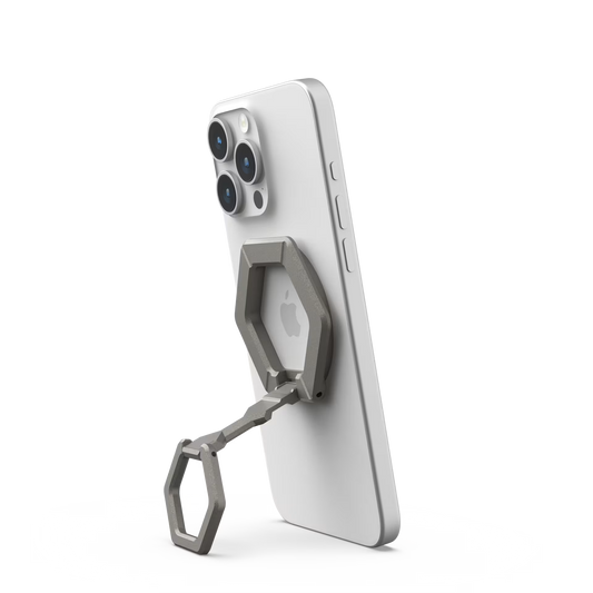 UAG Magnetic Phone Ring Stand for MagSafe Cases, 360° Rotating Kickstand & Finger Grip, Premium Metal Grey Titanium