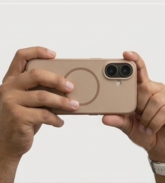 iPhone 16 Series Premium Matte Silicone Slim Case With Built-In Magnetic Ring Smooth Matte Finish Lightweight Protective Cover Desert Sand