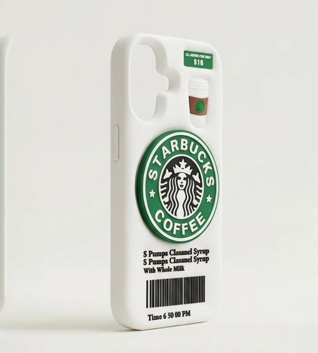 iPhone 17 Series Coffee Lover 3D Silicone Soft Case For iPhone Cute Café Logo Barcode Cup Embossed Protective Cover White