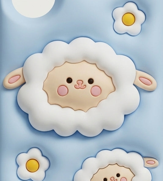 iPhone 17 Series Cute 3D Sheep Silicone Soft Case For iPhone Kawaii Cartoon Lamb Fluffy Protective Cover Blue