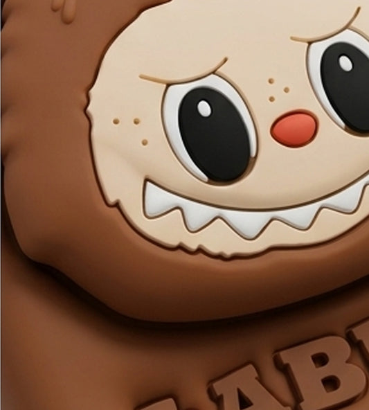iPhone 17 Series Labubu 3D Cartoon Silicone Soft Case For iPhone Cute Monster Bunny Character Embossed Protective Cover Brown