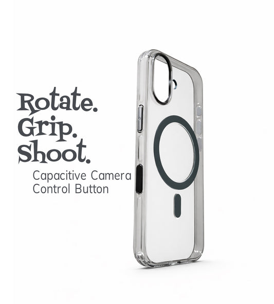 iPhone 17 Series Crystal Clear Green Transparent Case With Built-In Magnetic Ring & Capacitive Camera Control Button Hard PC Back Slim Protective Cover Clear Green