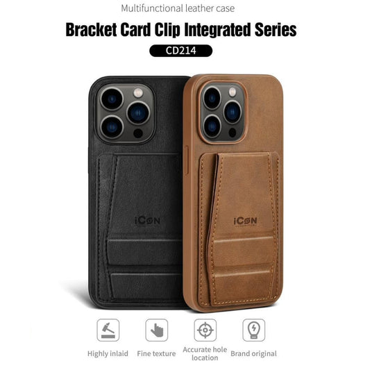 Leather Case With Card Clip For iPhone