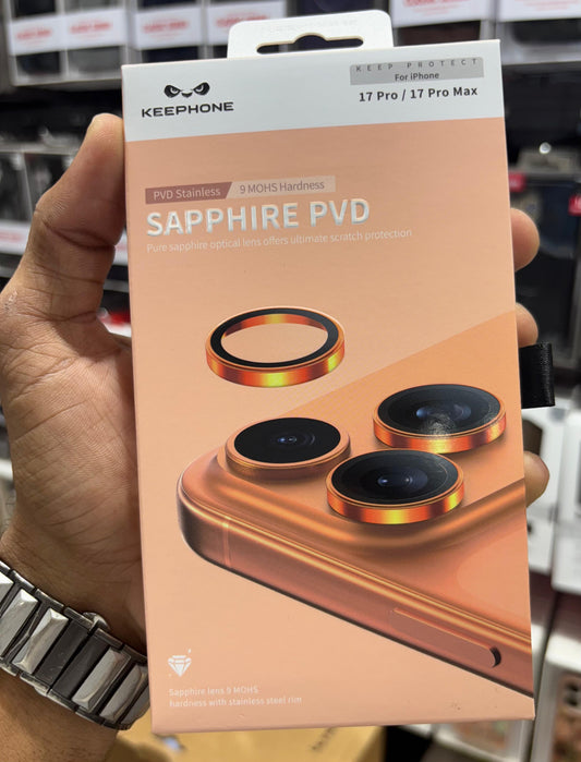 Sapphire PVD Camera Lens | iPhone 17 Series | Pure sapphire 9 MOHS - Cosmic Orange