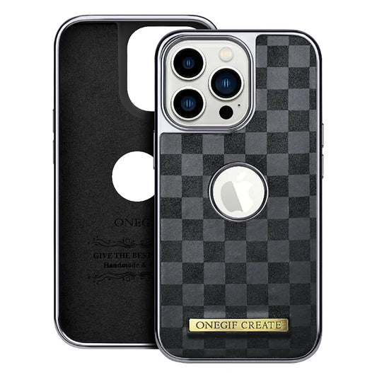 PULOKA PU Leather Business Style Custom Phone Cover Cases for iPhone Black