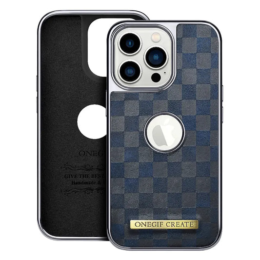 PULOKA PU Leather Business Style Custom Phone Cover Cases for iPhone Blue