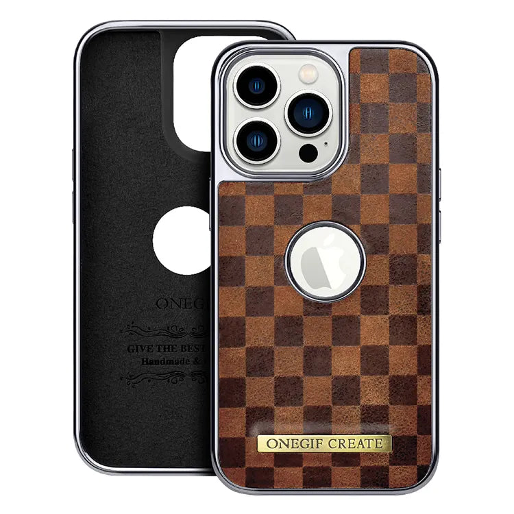 PULOKA PU Leather Business Style Custom Phone Cover Cases for iPhone Brown