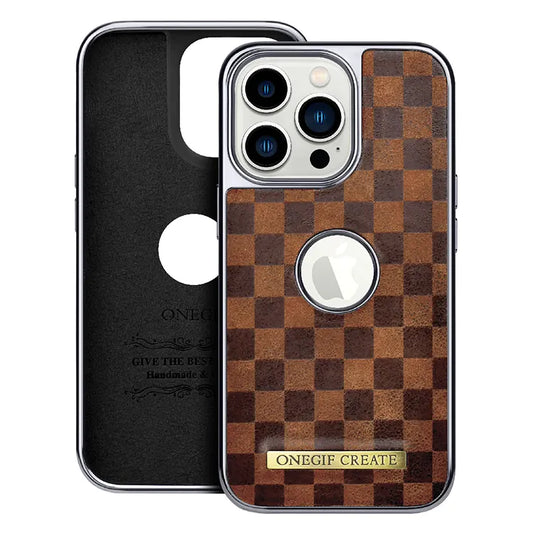 PULOKA PU Leather Business Style Custom Phone Cover Cases for iPhone Brown