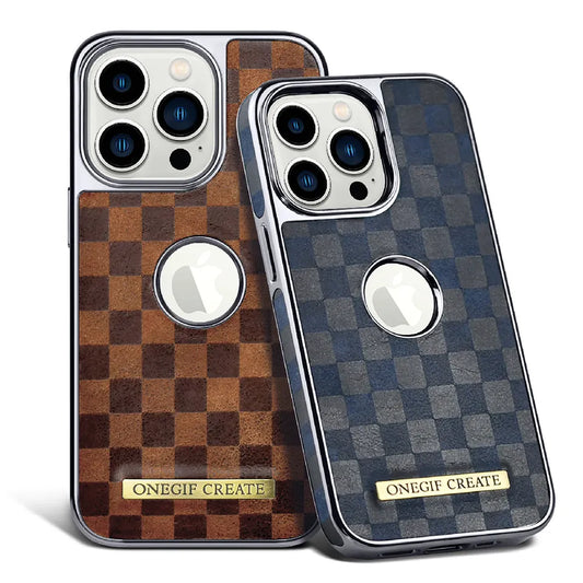 PULOKA PU Leather Business Style Custom Phone Cover Cases for iPhone Khaki