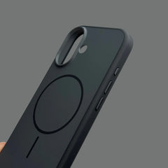 iPhone 16 Series Premium Matte Silicone Slim Case With Built-In Magnetic Ring Smooth Matte Finish Lightweight Protective Cover Charcoal Black