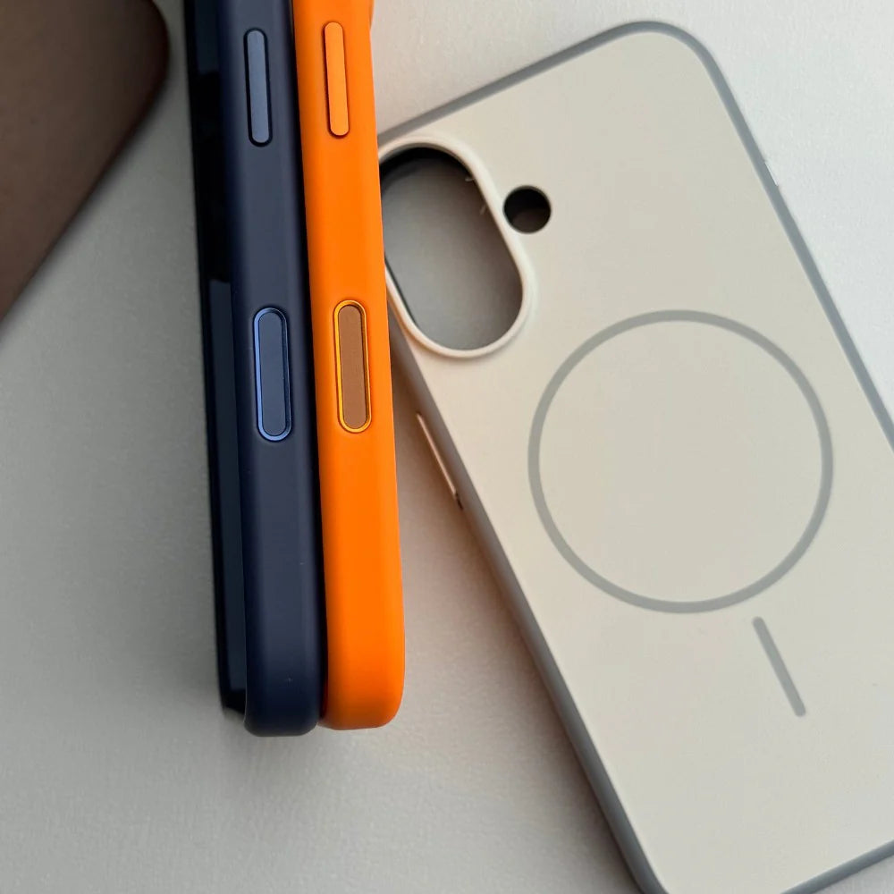 iPhone 16 Series Premium Matte Silicone Slim Case With Built-In Magnetic Ring Smooth Matte Finish Lightweight Protective Cover Stone Grey