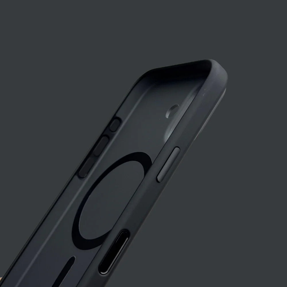 iPhone 16 Series Premium Matte Silicone Slim Case With Built-In Magnetic Ring Smooth Matte Finish Lightweight Protective Cover Charcoal Black