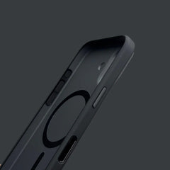 iPhone 16 Series Premium Matte Silicone Slim Case With Built-In Magnetic Ring Smooth Matte Finish Lightweight Protective Cover Charcoal Black