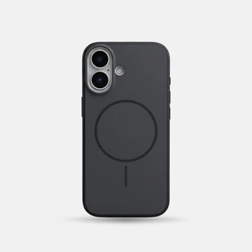 iPhone 16 Series Premium Matte Silicone Slim Case With Built-In Magnetic Ring Smooth Matte Finish Lightweight Protective Cover Charcoal Black