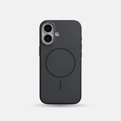 iPhone 16 Series Premium Matte Silicone Slim Case With Built-In Magnetic Ring Smooth Matte Finish Lightweight Protective Cover Charcoal Black