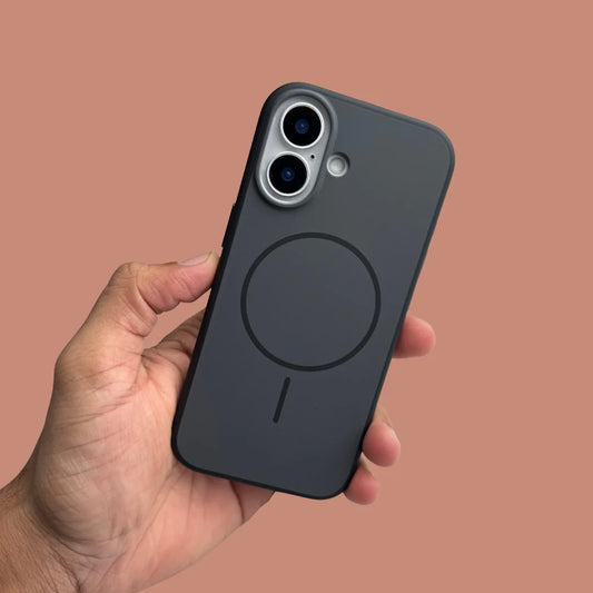 iPhone 17 Series Premium Matte Silicone Slim Case With Built-In Magnetic Ring Smooth Matte Finish Lightweight Protective Cover Charcoal Black