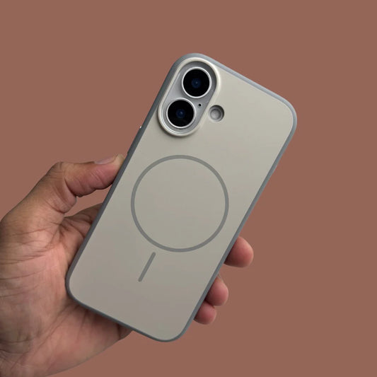 iPhone 16 Series Premium Matte Silicone Slim Case With Built-In Magnetic Ring Smooth Matte Finish Lightweight Protective Cover Stone Grey