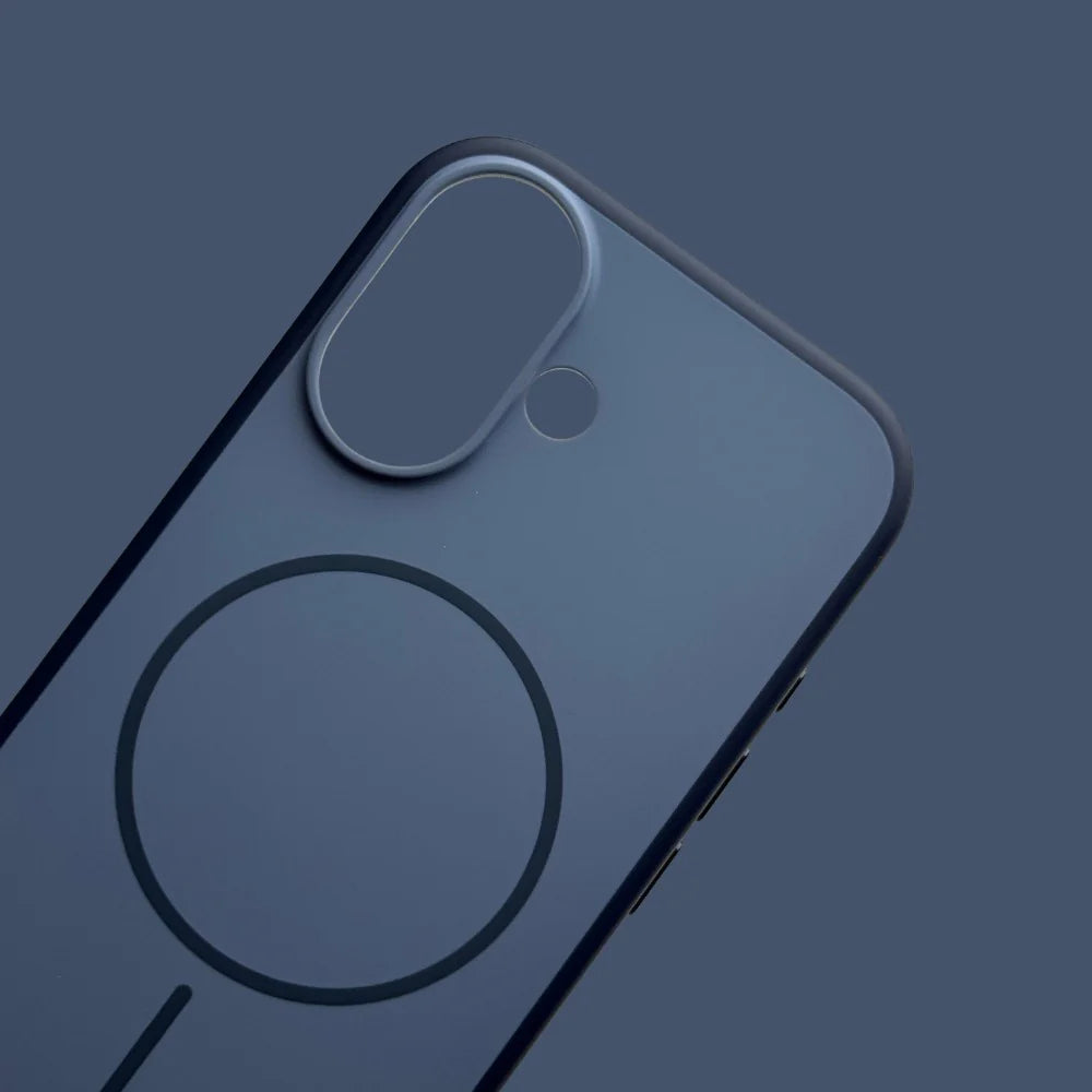 iPhone 16 Series Premium Matte Silicone Slim Case With Built-In Magnetic Ring Smooth Matte Finish Lightweight Protective Cover Slate Blue