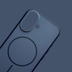 iPhone 16 Series Premium Matte Silicone Slim Case With Built-In Magnetic Ring Smooth Matte Finish Lightweight Protective Cover Slate Blue