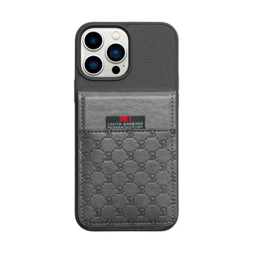 Santa Barbara Hulda Series Premium Case with Mini Pocket For iPhone -Color Black