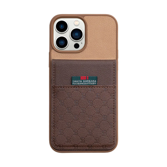 Santa Barbara Hulda Series Premium Case with Mini Pocket For iPhone -Color Brown